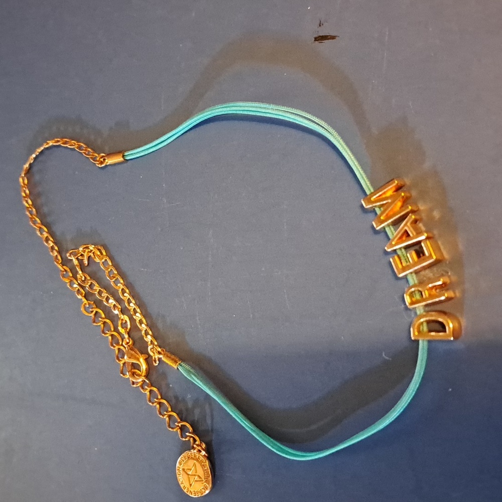 BCBGENERATION SHORT NECKLACE CHOKER ROSE GOLD DREAM blue adjustable extender - Picture 1 of 3